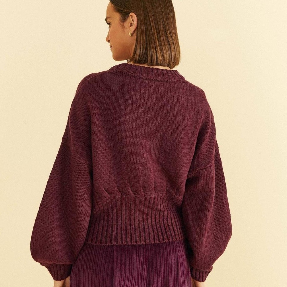 Farm Rio Bubble Knit Cardigan in Burgundy Women’s Large - Picture 2 of 11